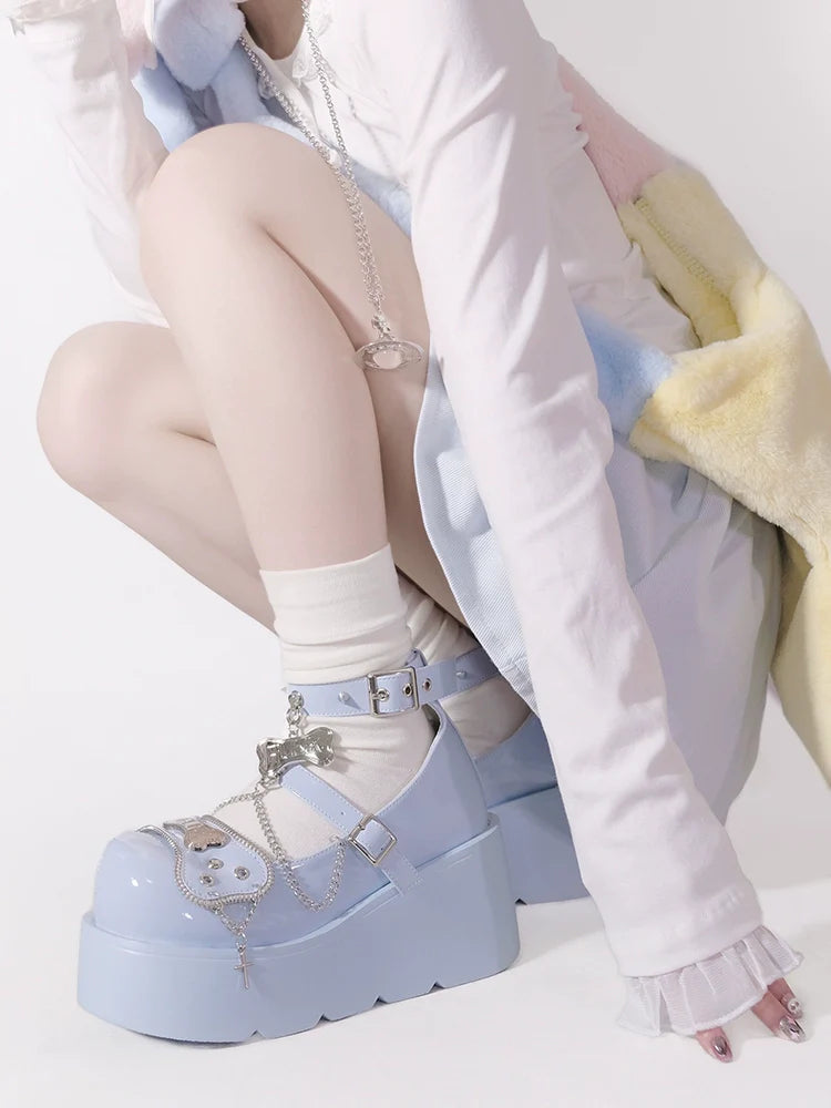 プラットフォームリベットパンクボーンミレニアムシューズ