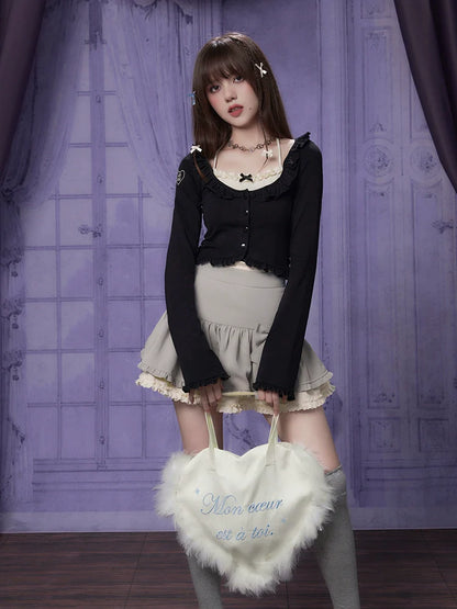 ホルターネックカーディガン フェイクフリル 2枚セット