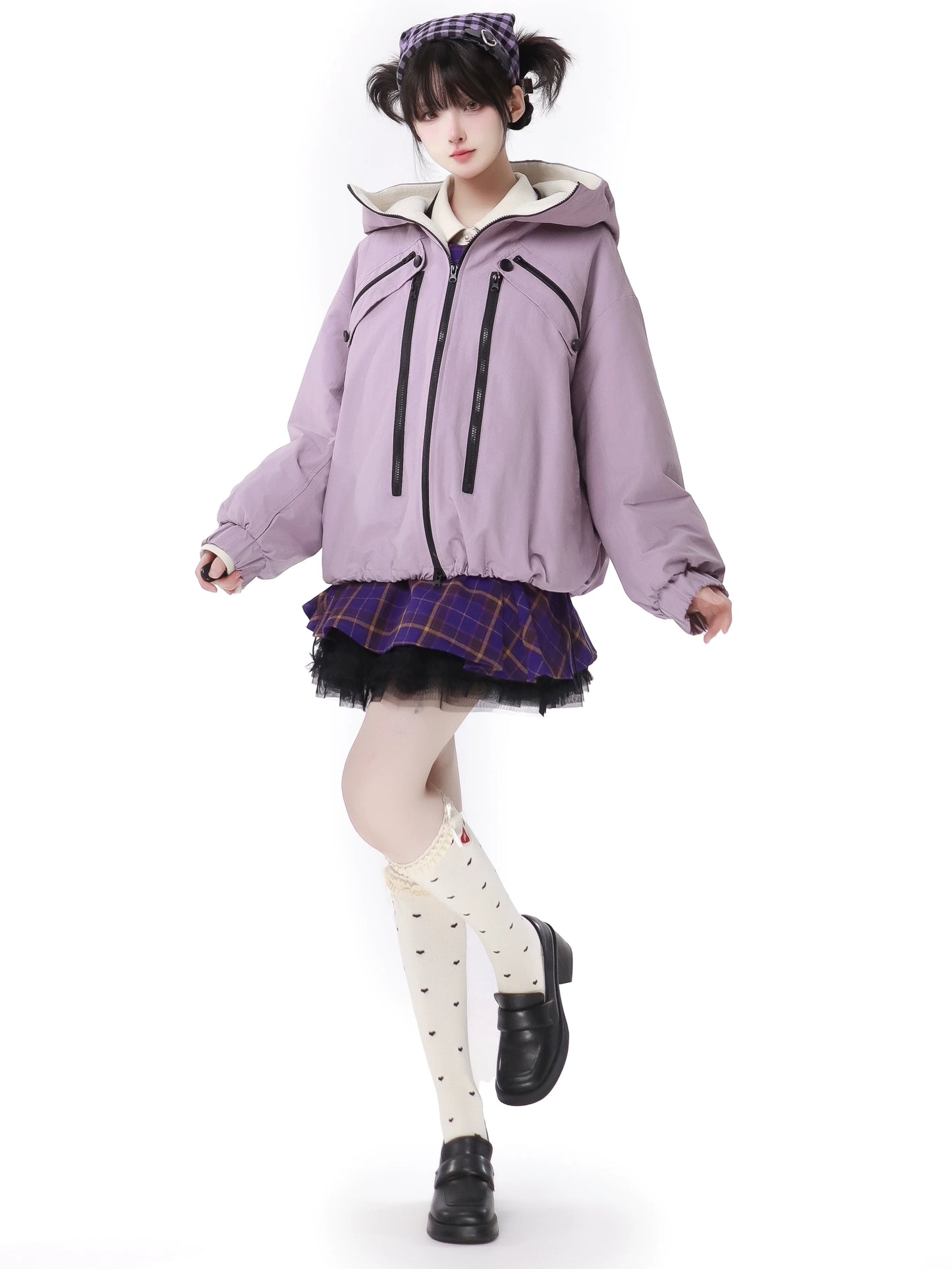 マルチポケット タロ パープルジャケット ニットベスト スカートスーツ