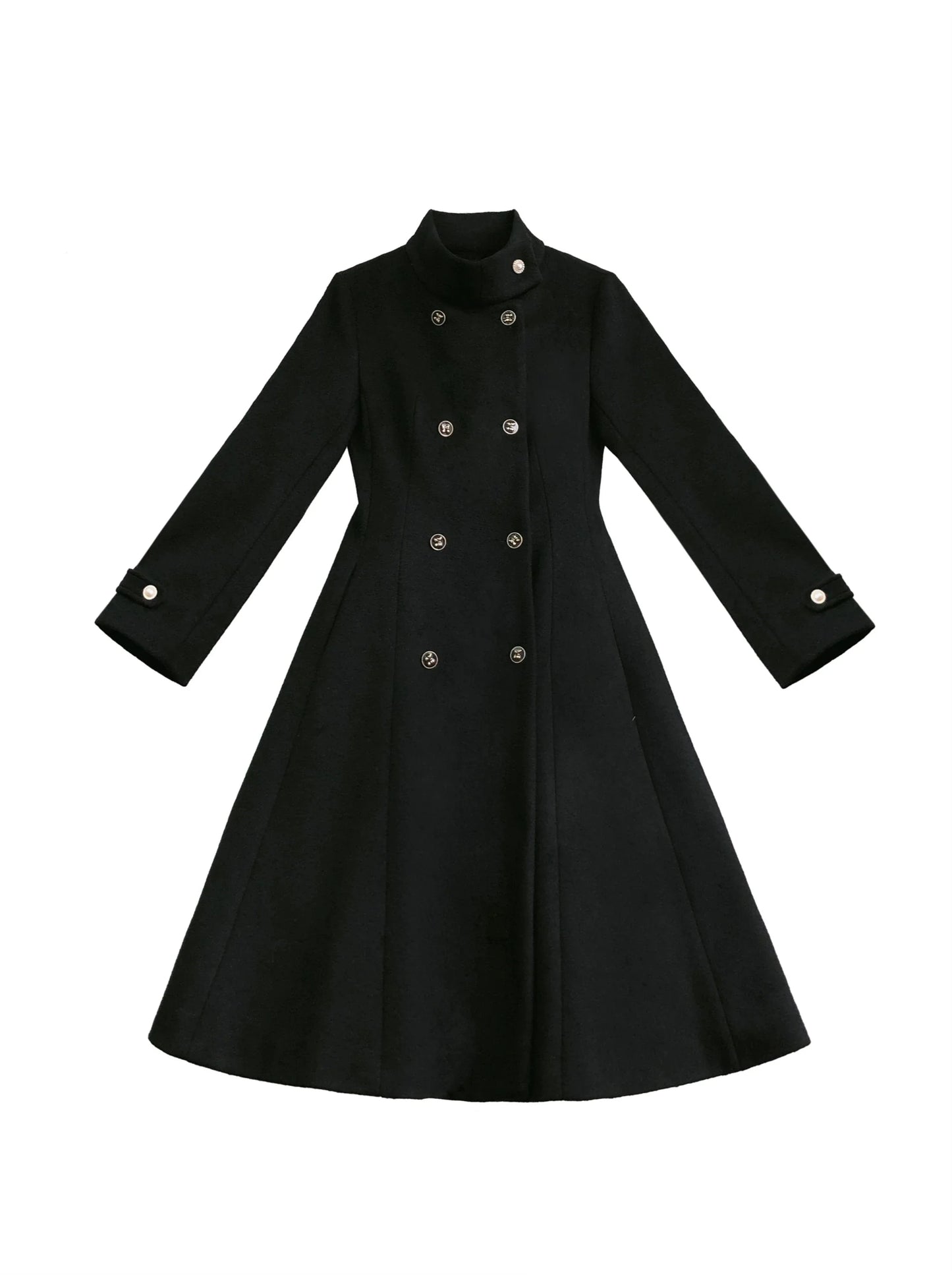 レトロなウールのダブルカラー＋エレガントなブレストリボンコートスタンド