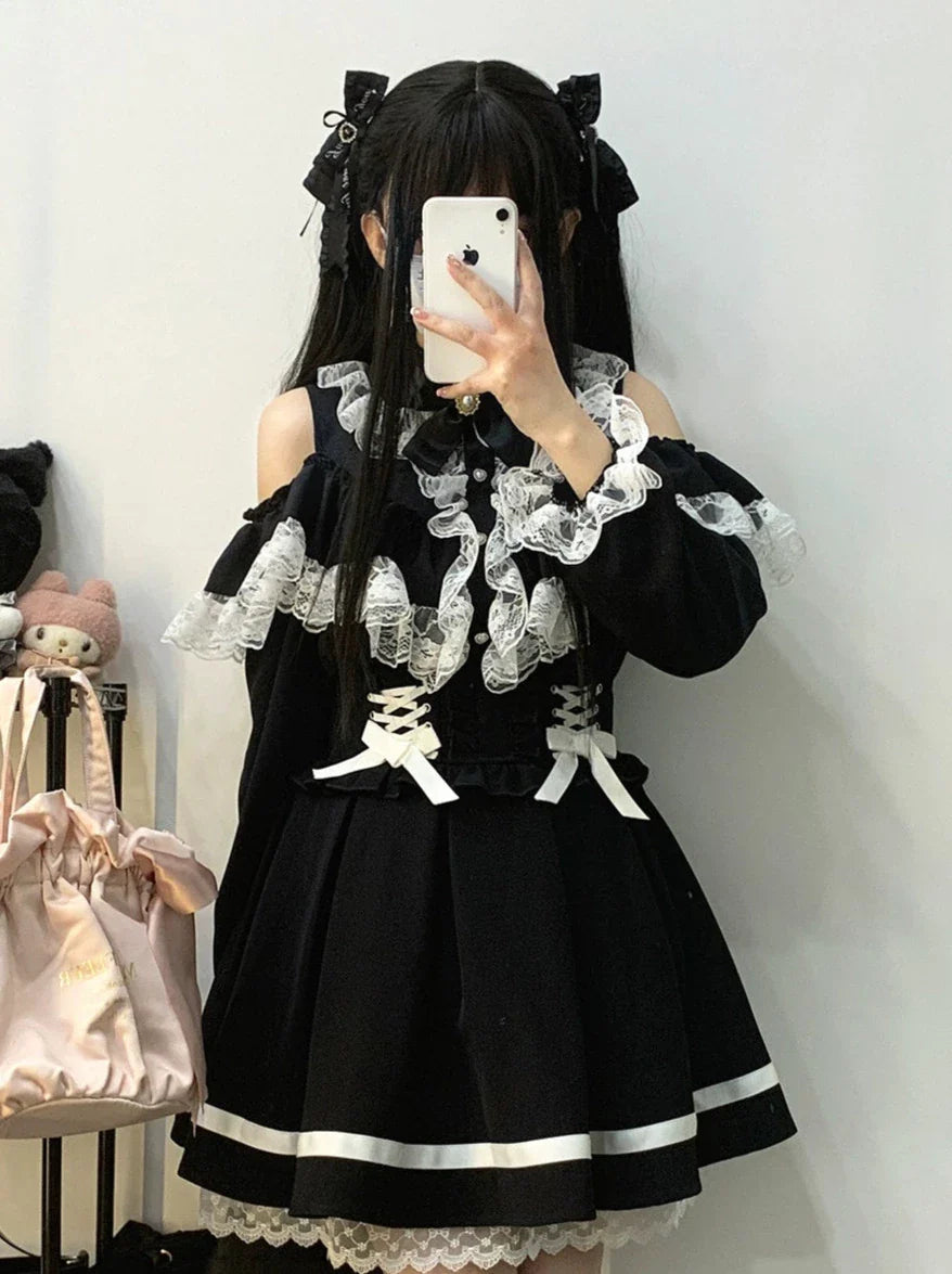 Schulterfreies Hemd mit Schleifenspitze