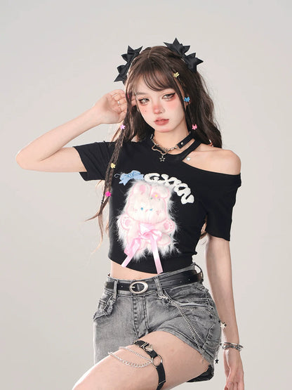 サマーバニー スウィート オフショルダー Tシャツ