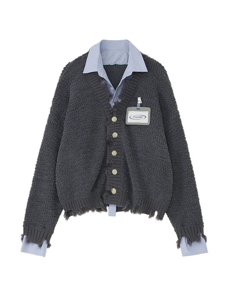 Zweiteiliger Cardigan aus Strickimitat