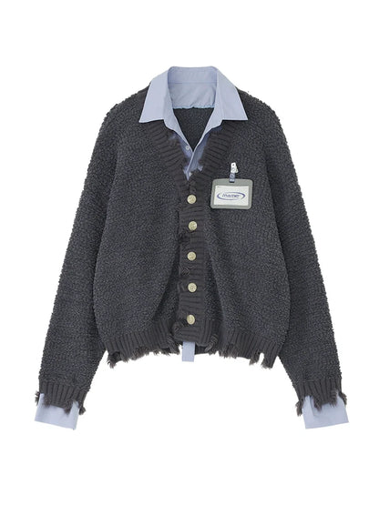 Zweiteiliger Cardigan aus Strickimitat