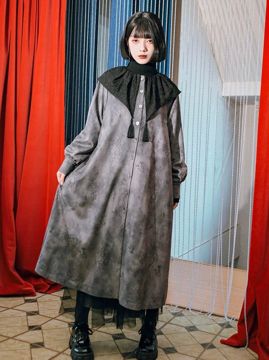 ジャケット チャイナ レトロ シャツ スエード ロング フリル