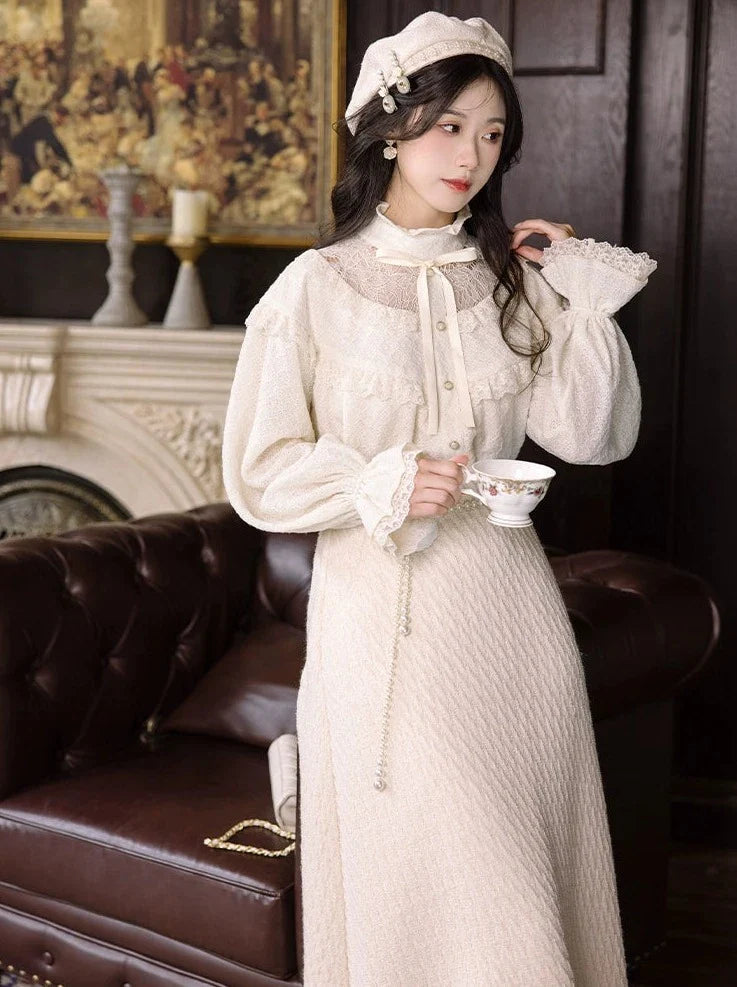 Skirt Flared Sweet + Retro Shirt Lace Girly