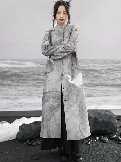 ロングコート マーブル チャイナモード