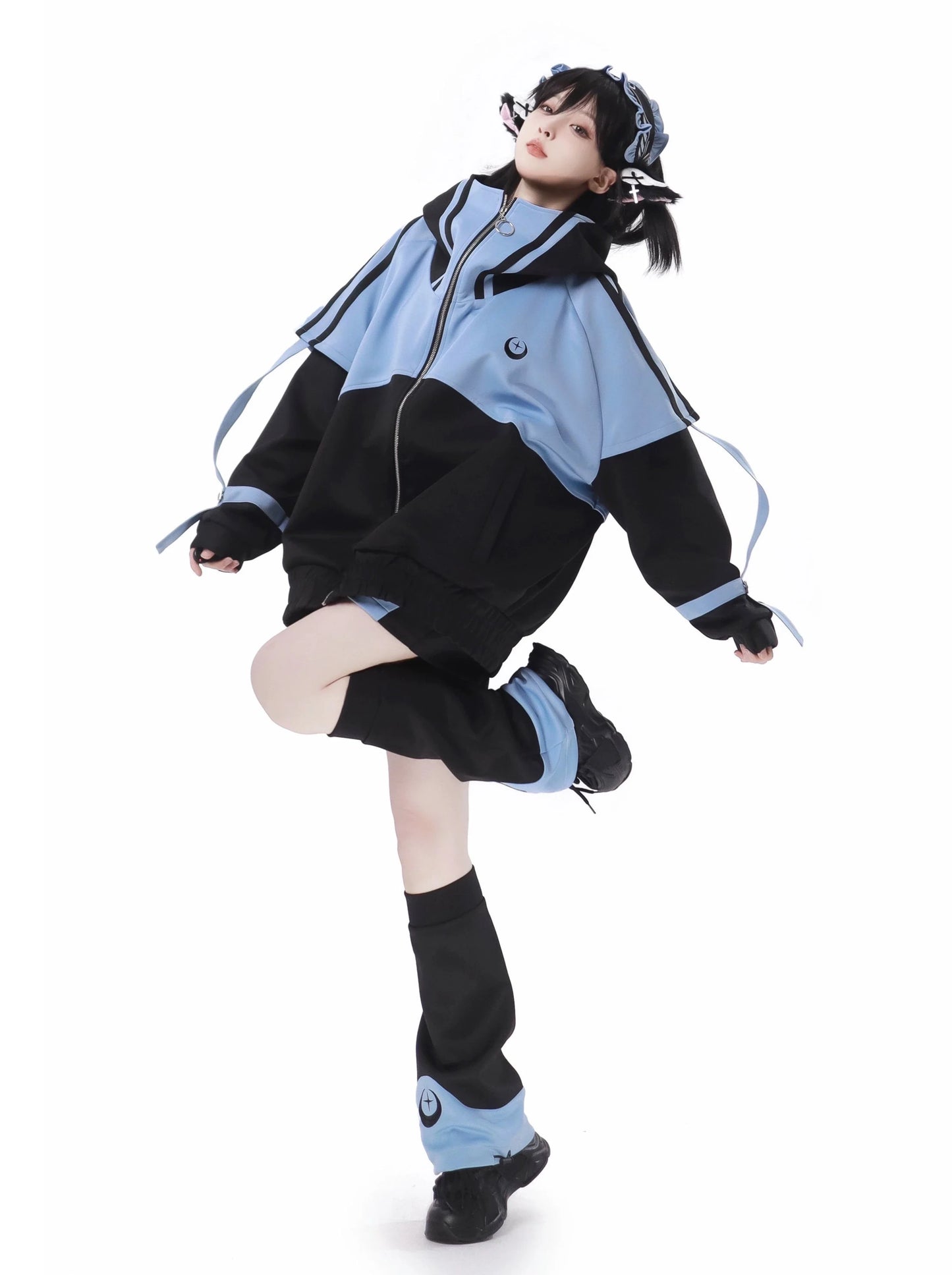 Bein Shorts Jacke Subkultur Wärmer Stirnband Dunkle Hosen Sportliche