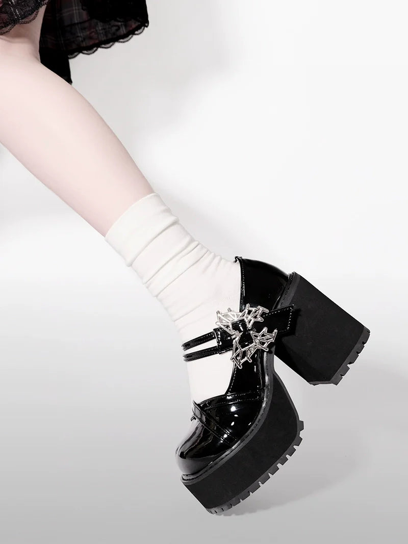 Style Platform Shoes College Butterfly Heel Block