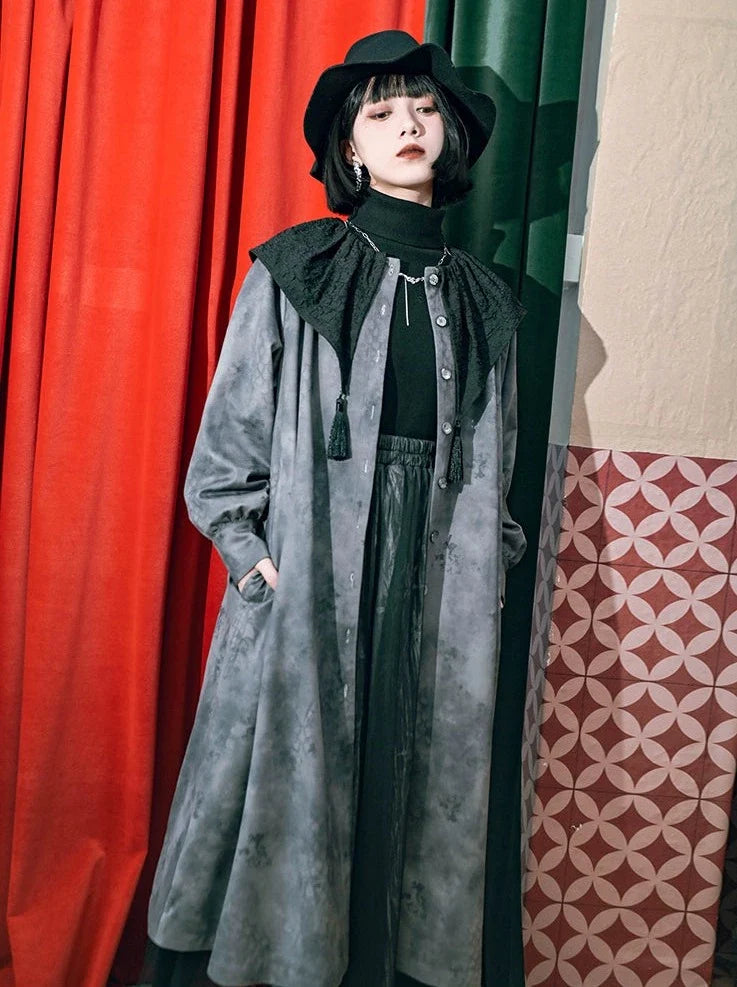 ジャケット チャイナ レトロ シャツ スエード ロング フリル