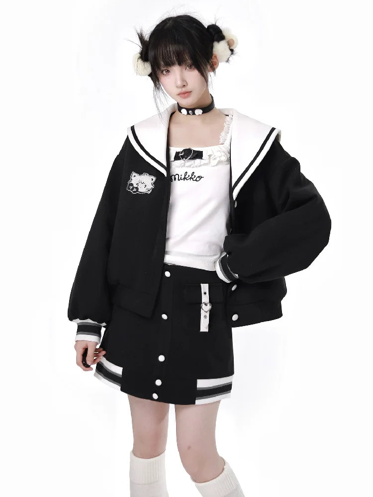 Starley Sea La Color Eradry Baseball Jacket Skirt Suit