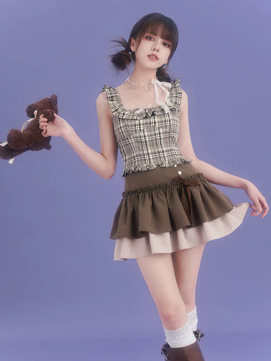 Ribbon Camisole Girly Check