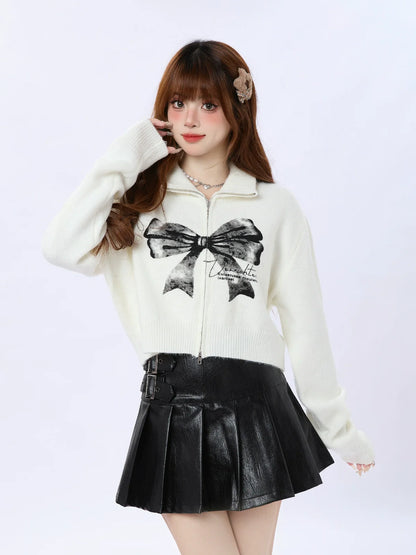 Top Bow Big Illustration Zip-Up