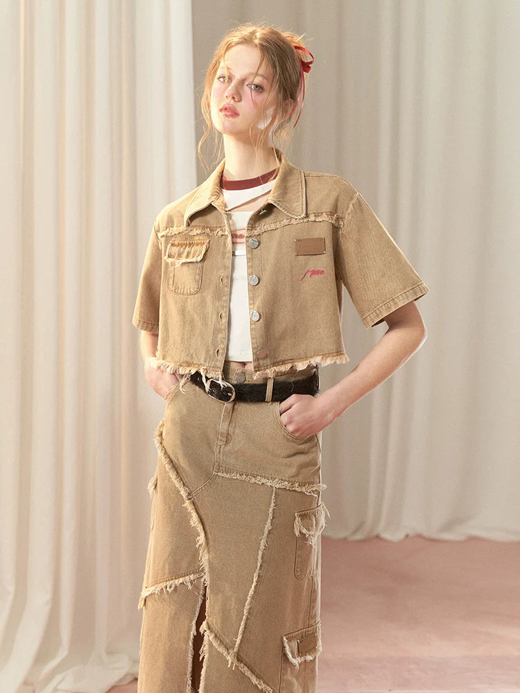 Amerikanischer Schlitzrock + beschädigtes langes kurzes Oberteil