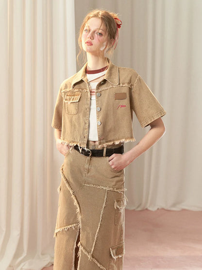 Amerikanischer Schlitzrock + beschädigtes langes kurzes Oberteil