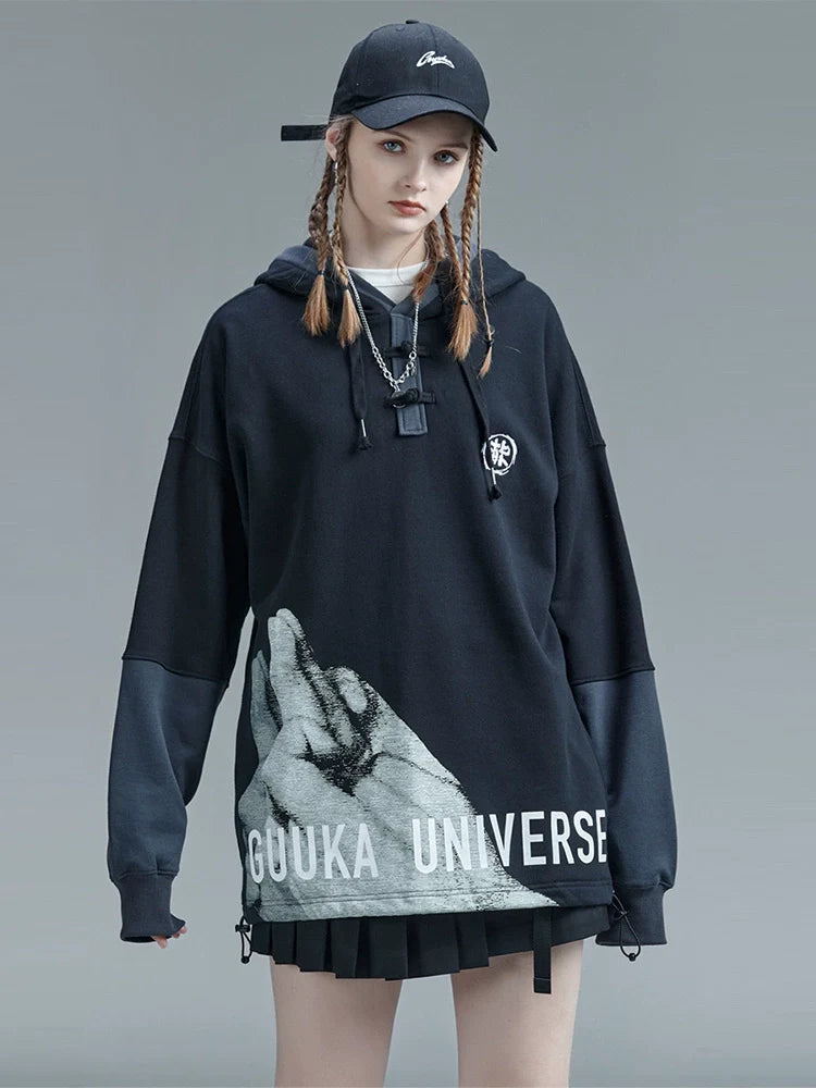 Zweiteiliger Kapuzenpullover mit Kontraststich