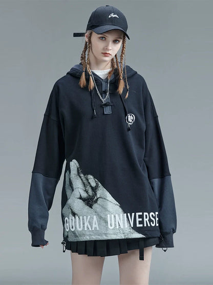 Zweiteiliger Kapuzenpullover mit Kontraststich