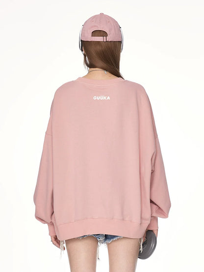 Retro süßes Sweatshirt Logo Pinky Over