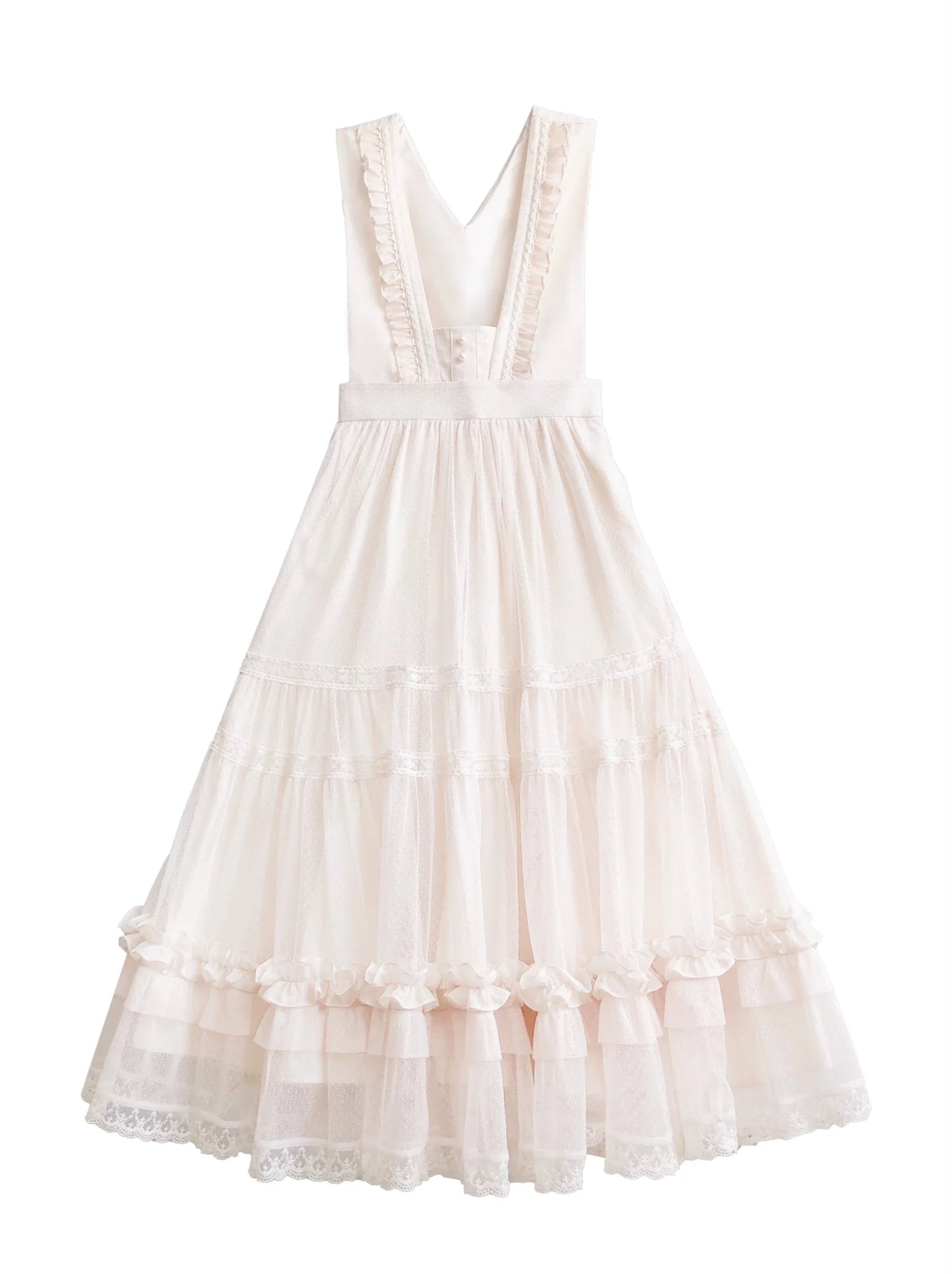 Gepunktetes Taillentop Lolita Rüschenband Leichtes Sommerkleidhemd Elegant + Spitzenband Süß