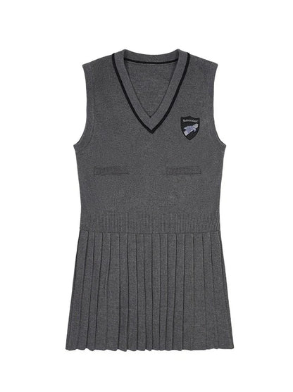 Pleated Sleeveless Knit Dress College