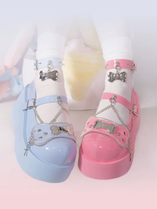 Platform Rivet Punk Bone Millennium Shoes