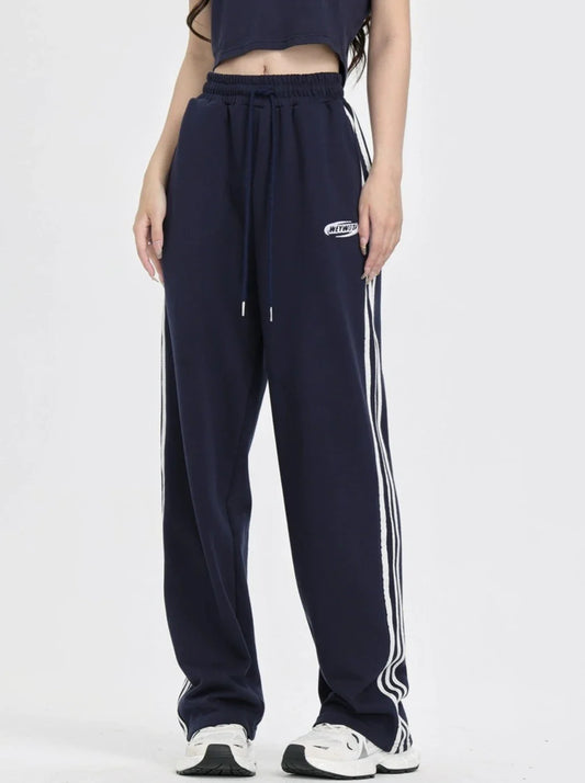 High Casual Street Striped Side Dance Pants American