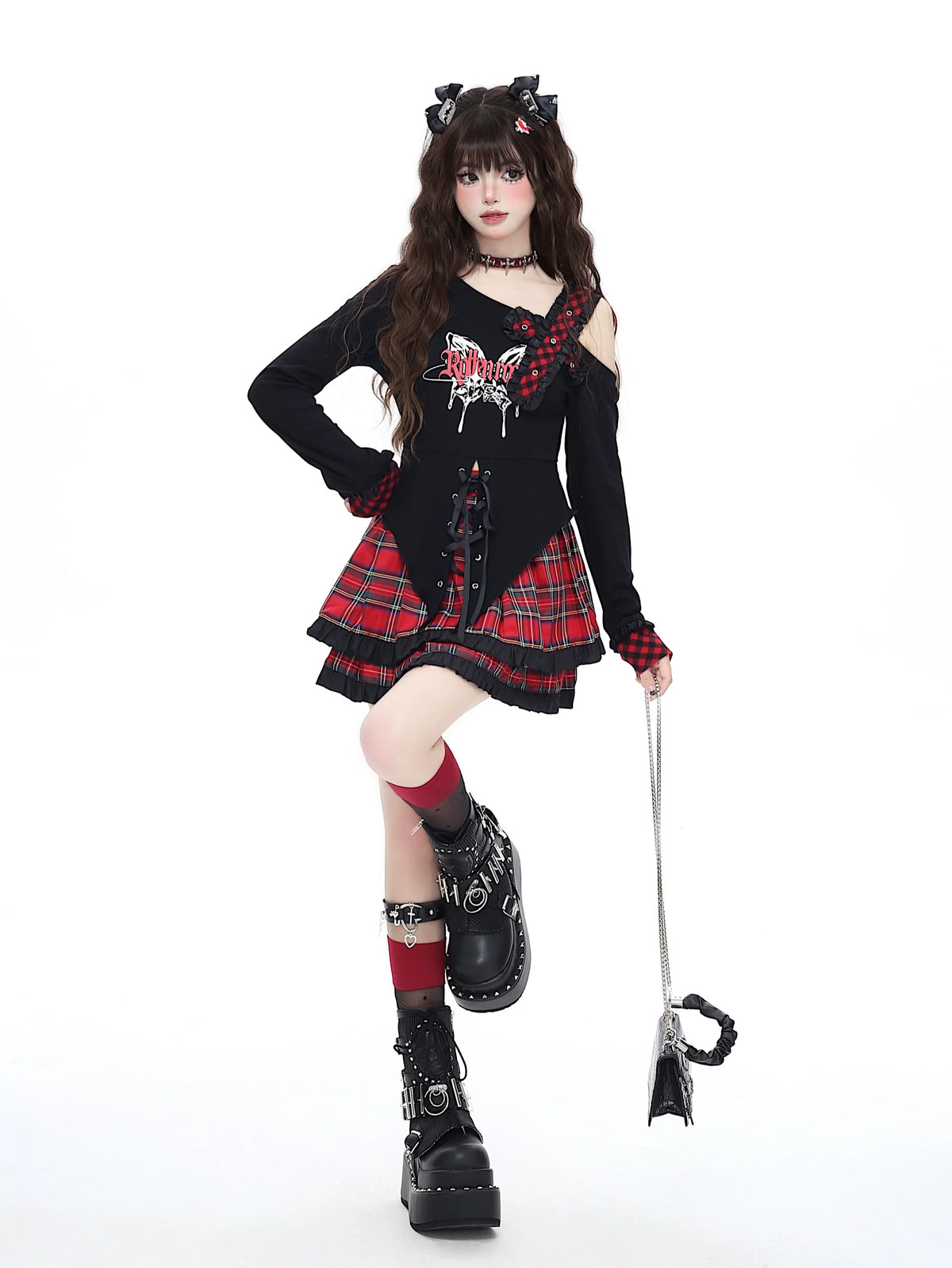 Butterfly Lace-Up Dark Tops