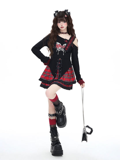 Dunkle Oberteile mit Schmetterlingsschnürung