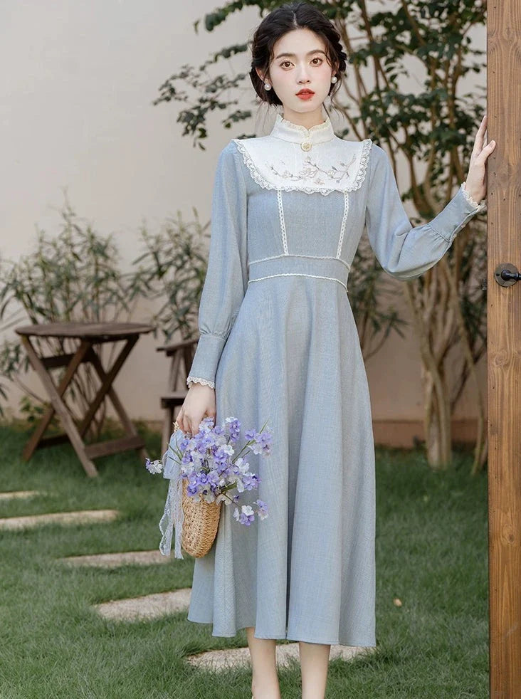 レトロウエストマークアイスドレス ブルー