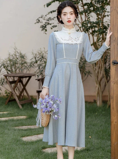 レトロウエストマークアイスドレス ブルー