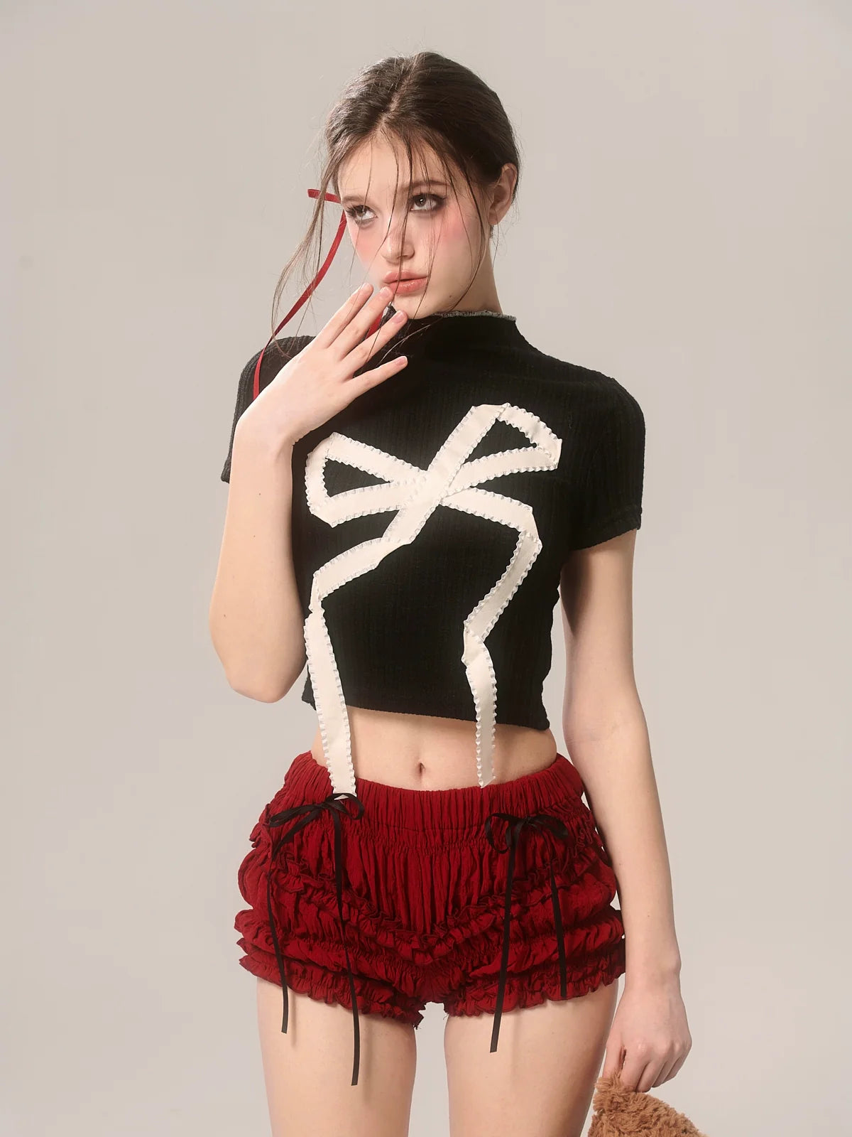 ネックスイートビッグショートアメリカンTシャツハイリボン