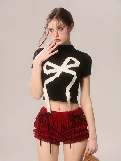 ネックスイートビッグショートアメリカンTシャツハイリボン