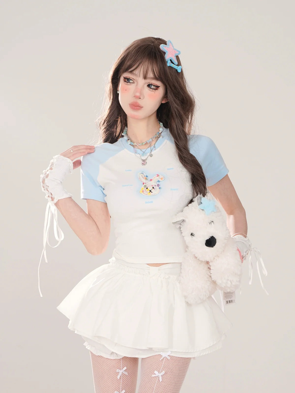 バニーショートラグランキュートTシャツ