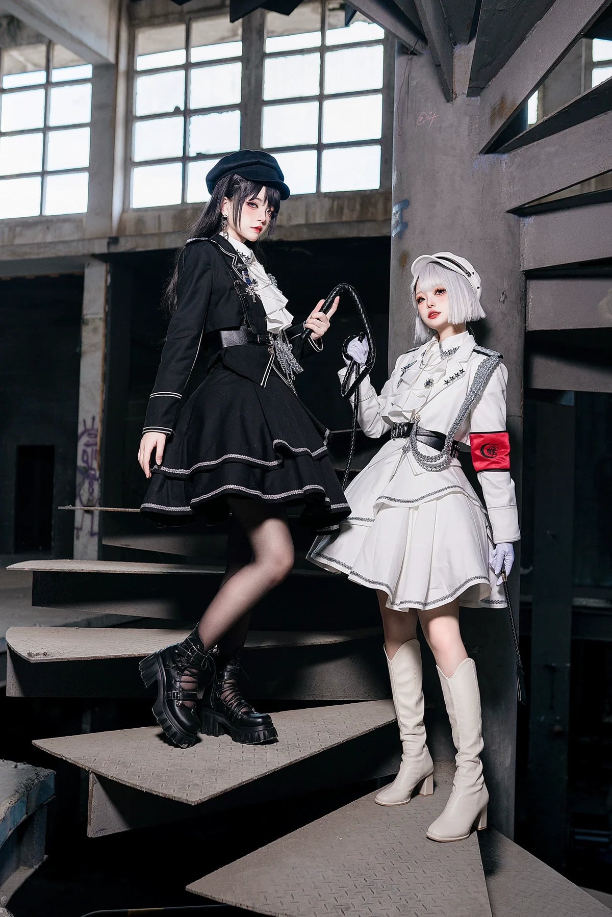 Armeerock Dunkel Asymmetrisch Militär + Uniform + Hemd Mantel