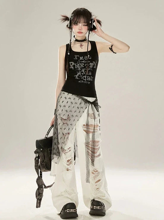 リップドデニム ワイド ホワイト