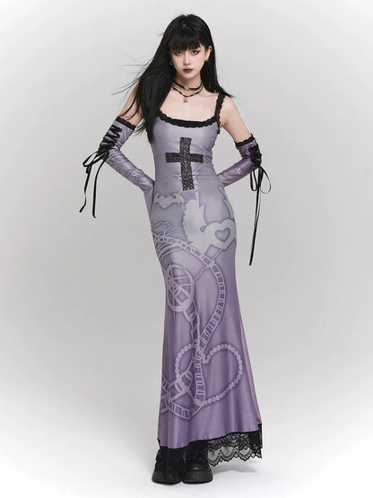 クロスデザインのダークサマードレス