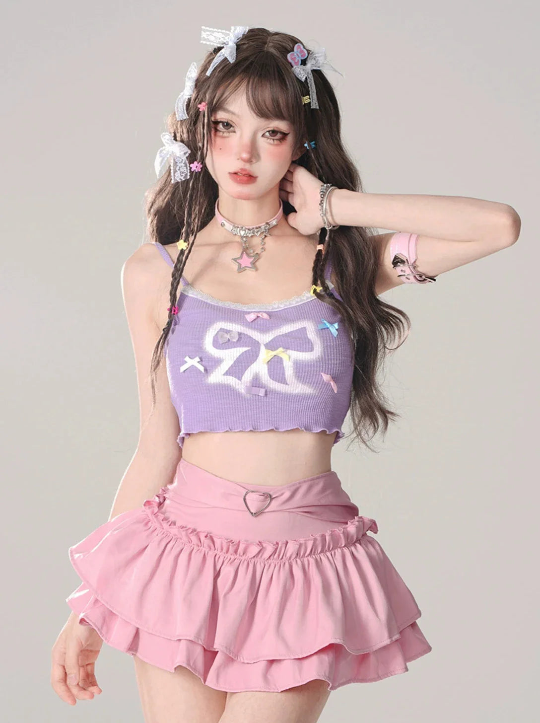 リボンショートガーリーキャミソール