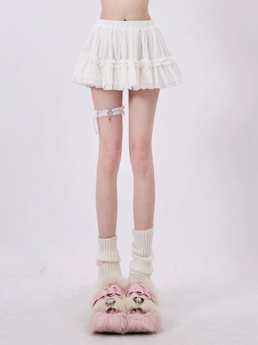 Girly Sweet Flared Pure Skirt