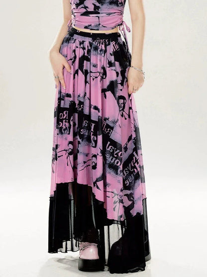 Camisole Pictorial Tulle Long Neckholder + Neck Sweet Rock