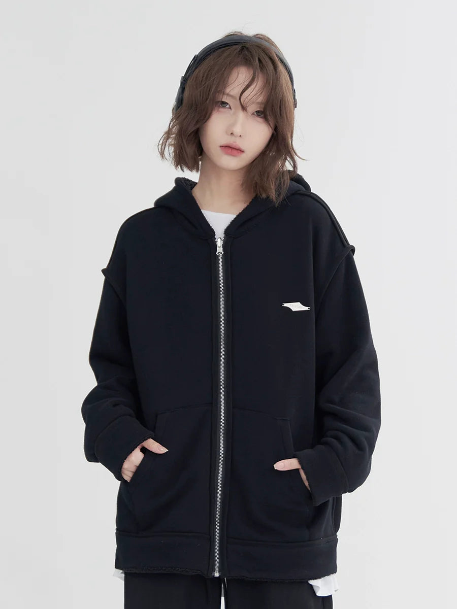 Loose Zip-Up Hoodie One Hood Point Design