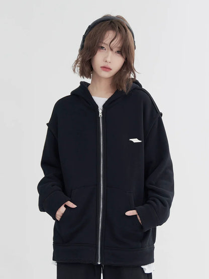 Loose Zip-Up Hoodie One Hood Point Design