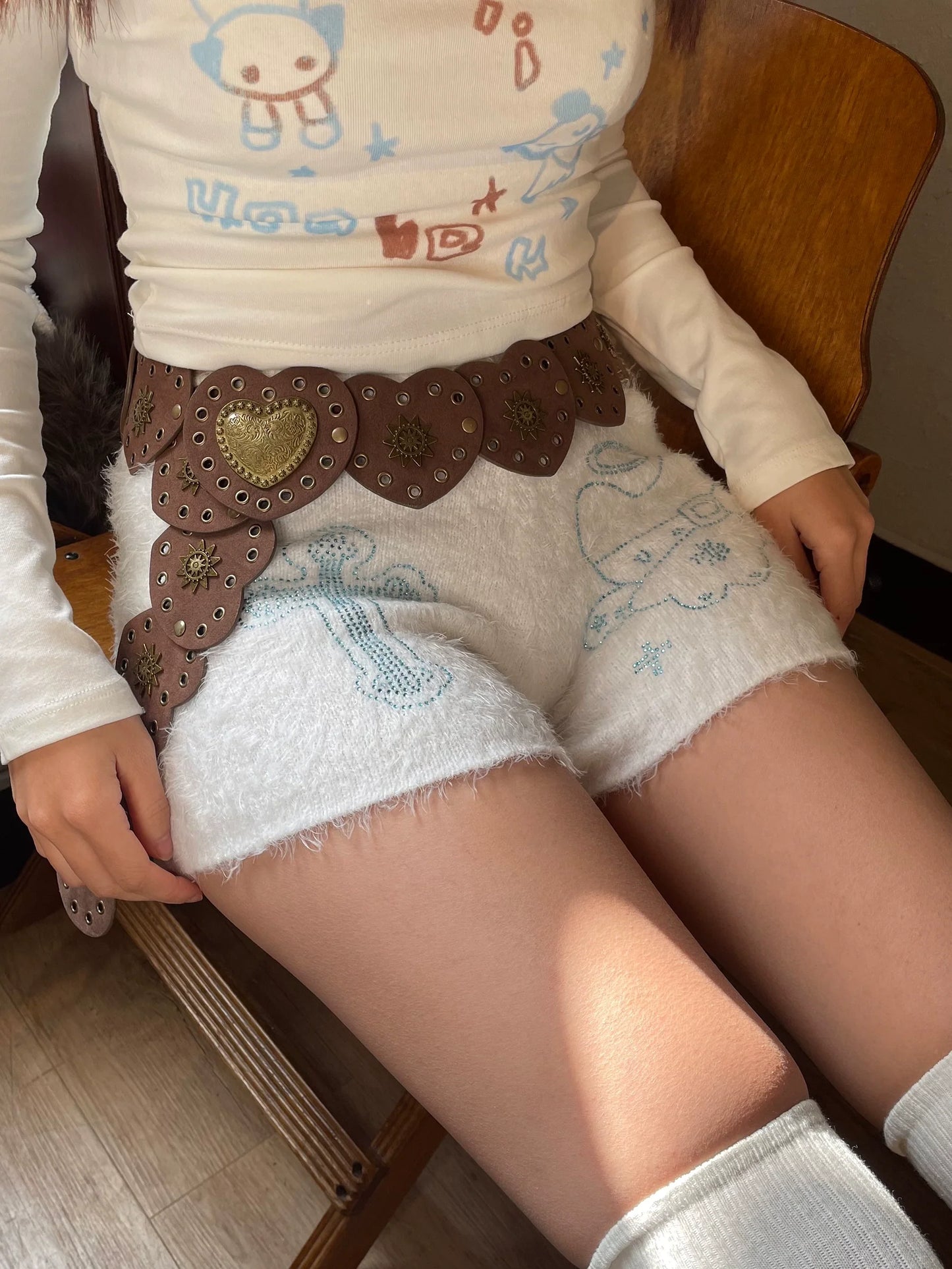 Fur Diamond Pattern Pants