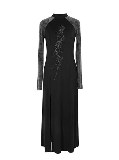 チャイナスリットバイカラードレス