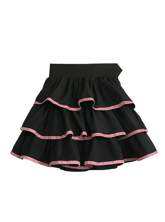 Sailor Flared + Rock Taille Puff Ribbon Cake Top + Ärmel Hals