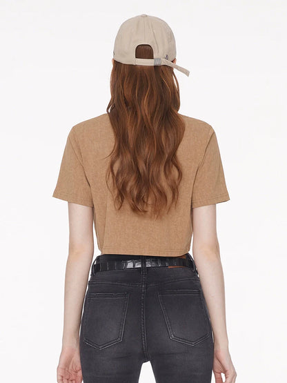 モードカーキTシャツ バティック ラウンドネック ショート