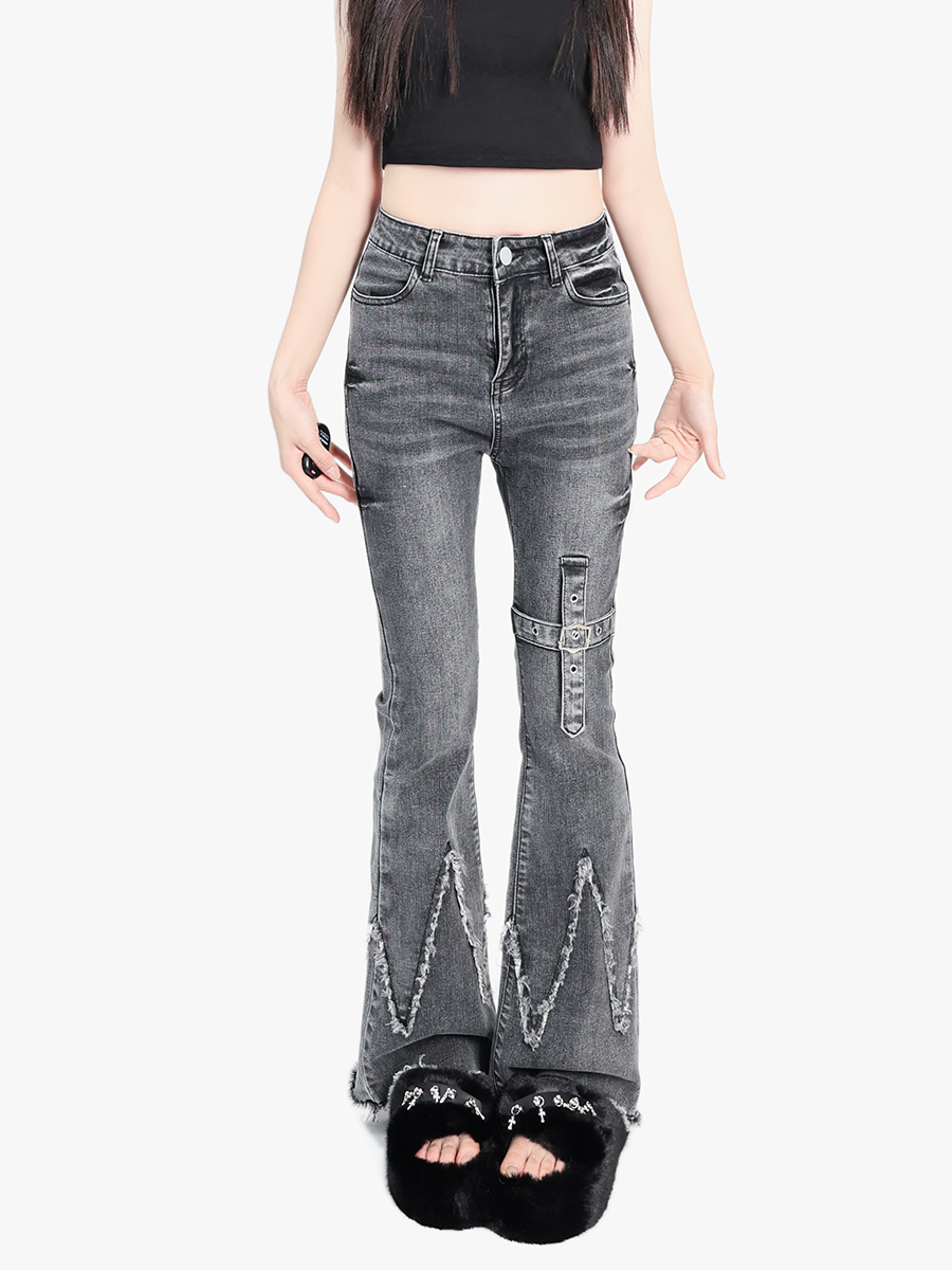 Dark Pants Osh Flared Denim Damage