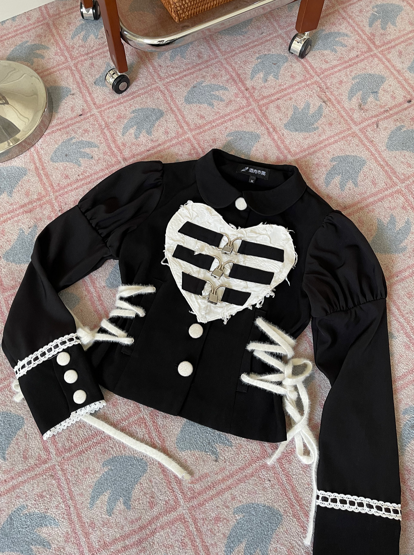 Puff Ram Spitzen-Beinoberteil mit Gürtelärmeln und Rüschen