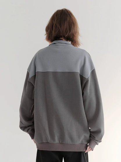 Zip Color Contrast Top Collar Half Stand