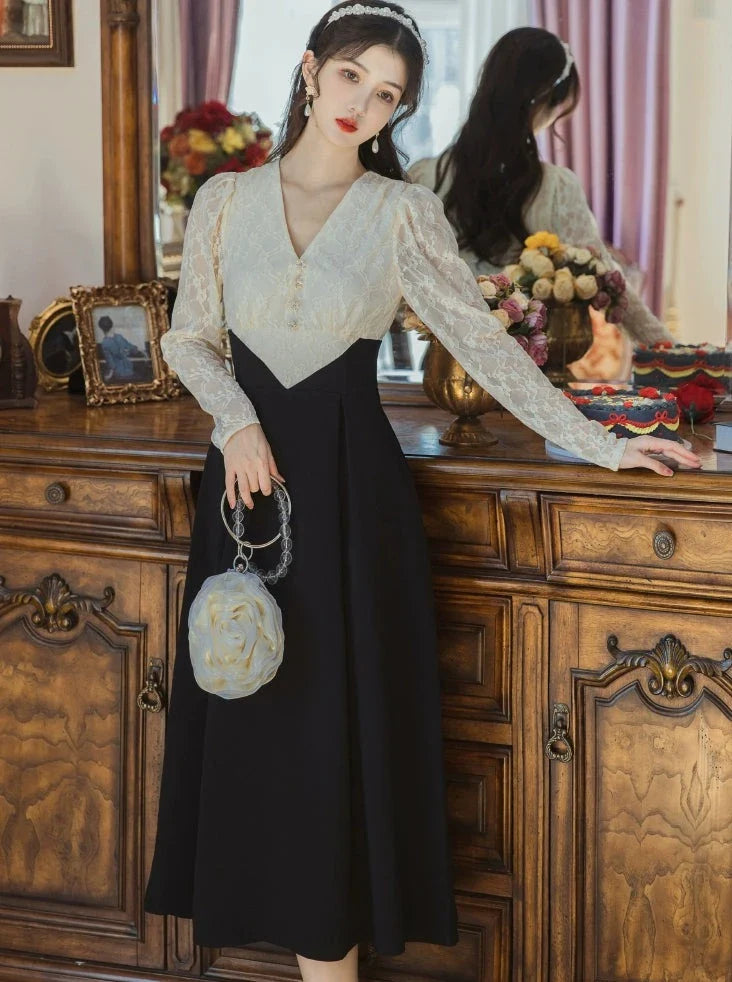 Schickes Retro-Kunststückkleid Zwei elegante