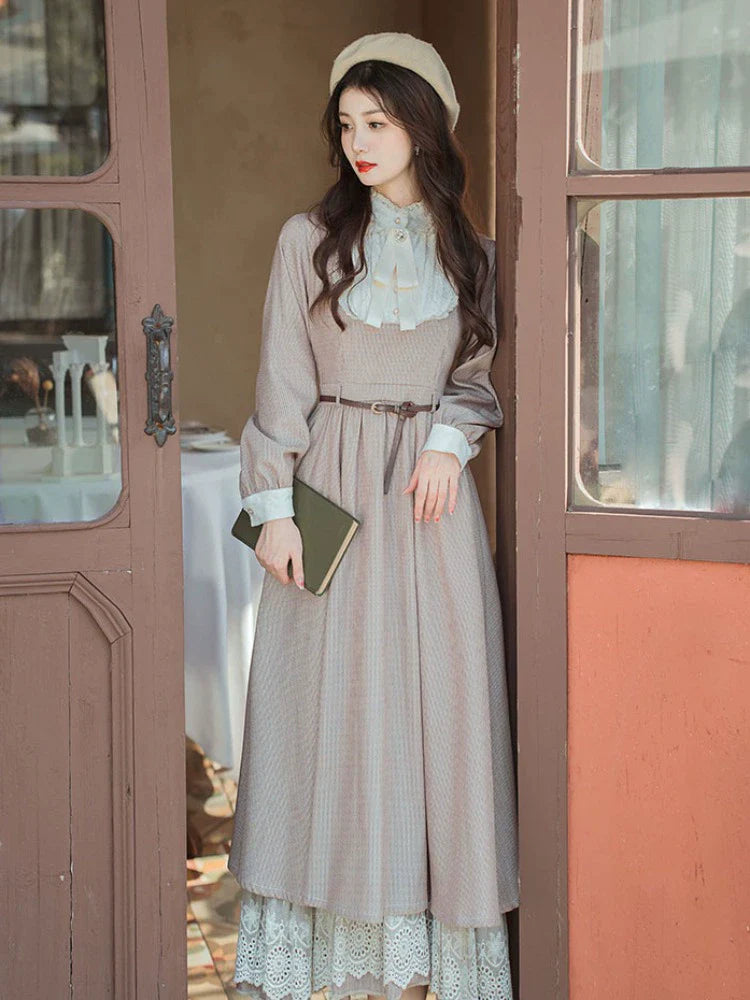 レトロ ロング ガーリー ドレス